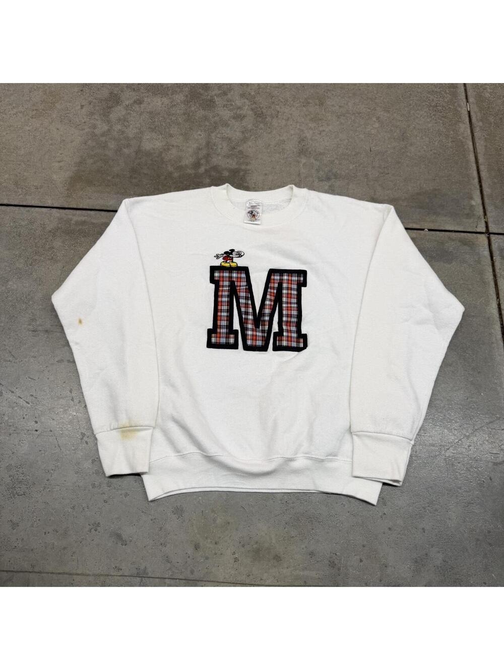 vintage mickey mouse disney made in usa white big logo crewneck size medium